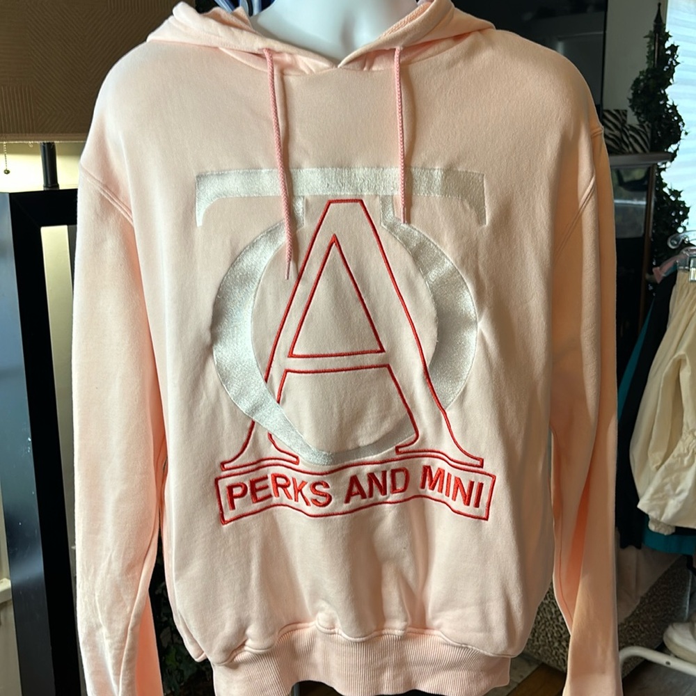 Perks and Mini Jog Your Mind Hoodie, pink, size small.